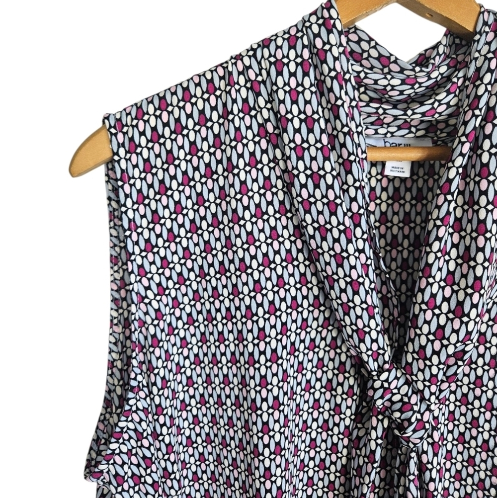 So Pretty!! BAR III Patterned Sleeveless Blouse with Necktie Detail, 2X
